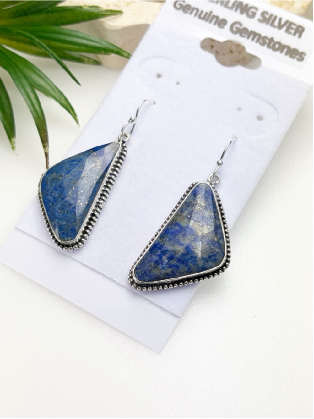 Lapis Lazuli Earrings Boho Southwest Vintage Style Handmade Sterling Silver 925 - Picture 3 of 7